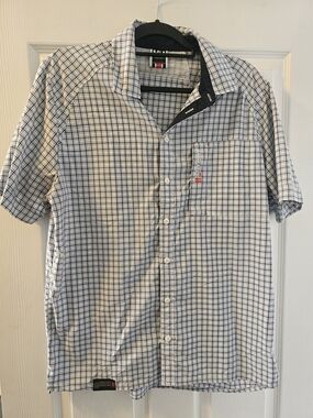 Helly Hansen Men's White & Navy Check Short Sleeve Button-Down Shirt